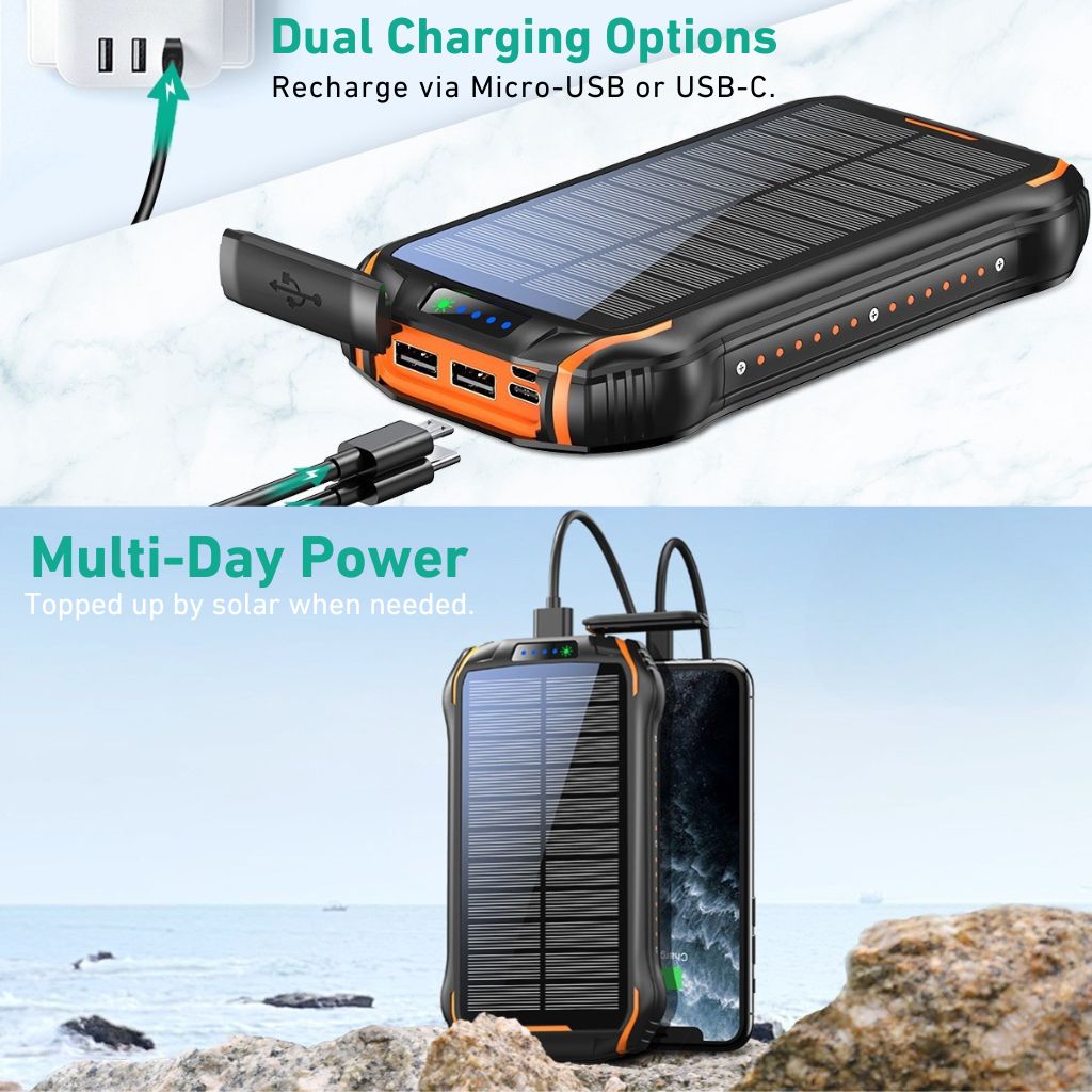 Solarenergie Powerbank – Tragbares Ladegerät mit hoher Kapazität