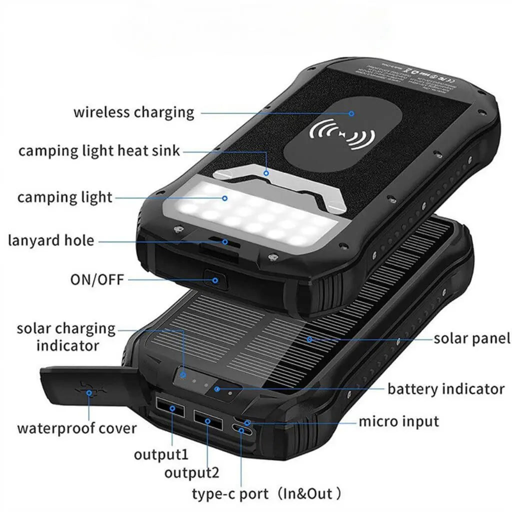 Solarenergie Powerbank – Tragbares Ladegerät mit hoher Kapazität