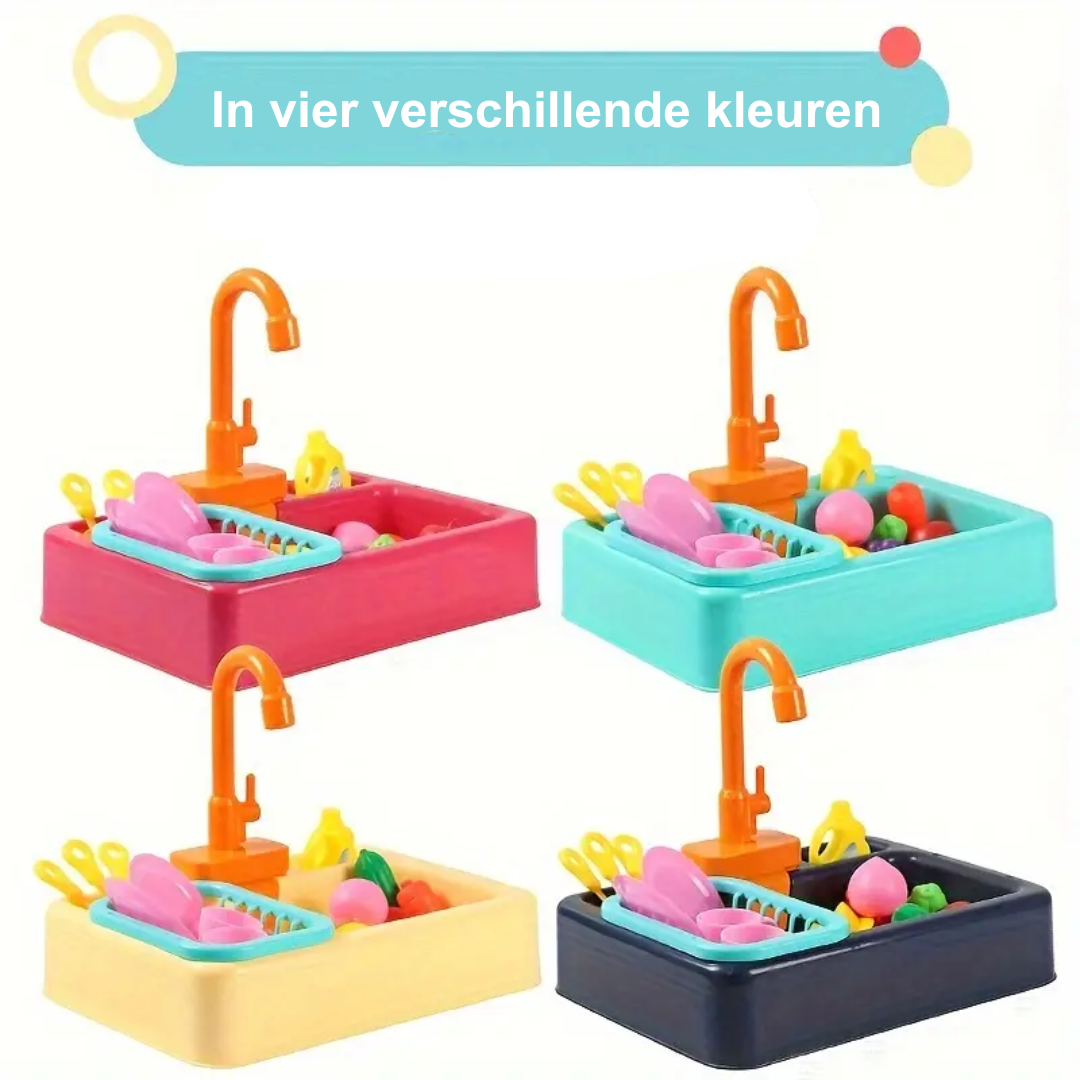 Mini Chef Spüle Spielset – Mit Fließendem Wasserhahn und Spielzeuggemüse