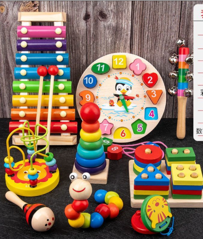 Bunte Holzspielzeug-Set – Pädagogisches Spielzeug für Kinder