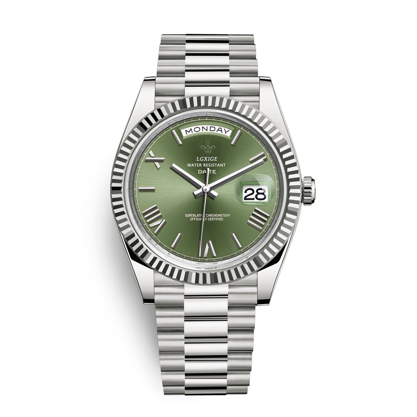 Automatische Herrenarmbanduhr mit Tages- und Datumsanzeige – Zeitlos und Elegant