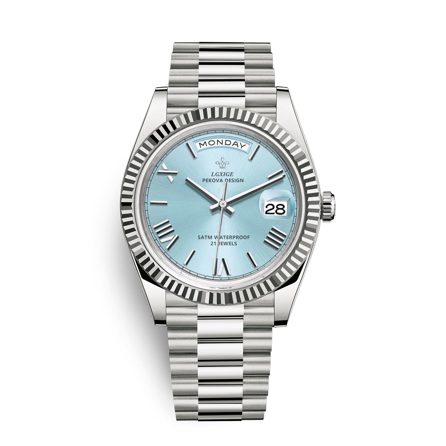 Automatische Herrenarmbanduhr mit Tages- und Datumsanzeige – Zeitlos und Elegant