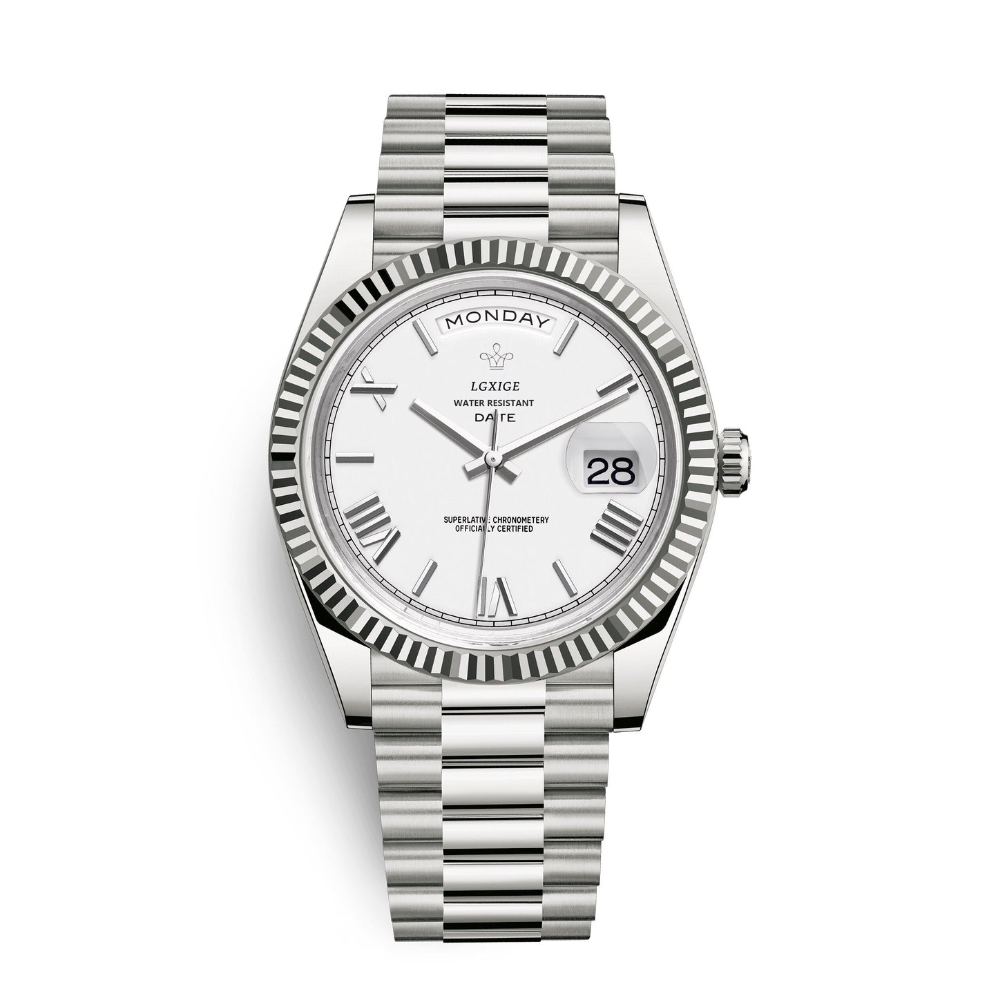 Automatische Herrenarmbanduhr mit Tages- und Datumsanzeige – Zeitlos und Elegant