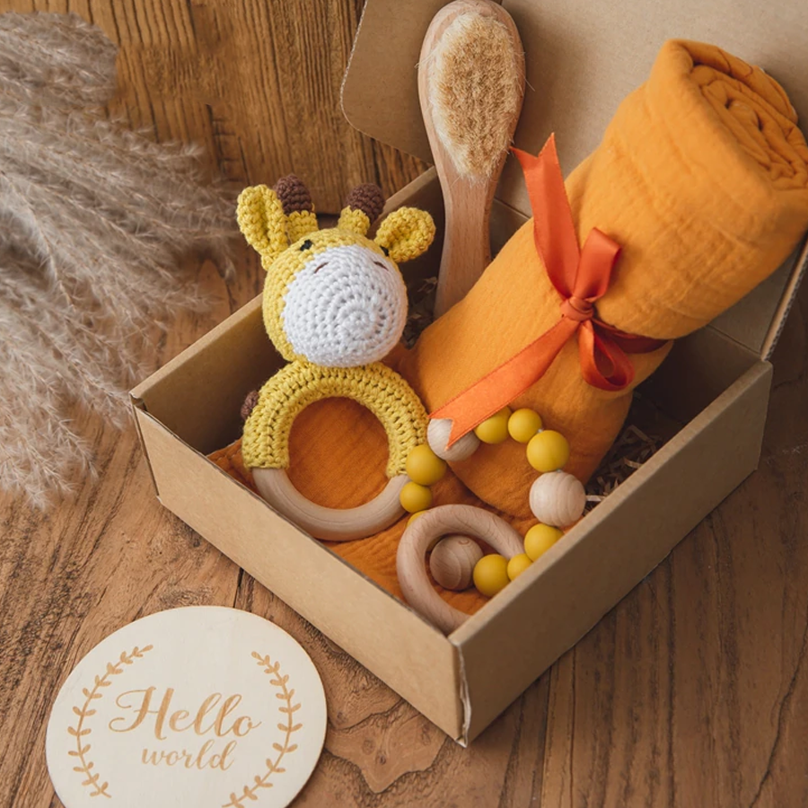 Luxe Baby Geschenkbox – Warme Willkommensset für Neugeborene