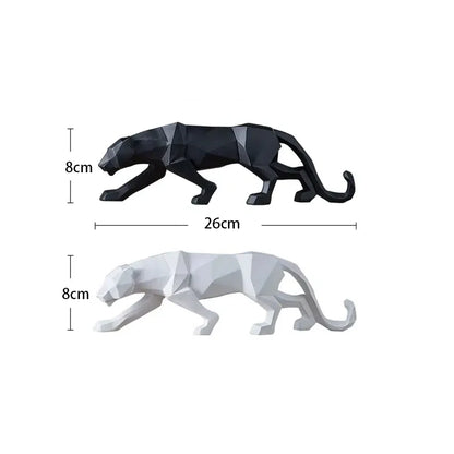 Schwarz-Weiße Panther Skulpturen - Modernes Kunst-Duo für dein Interieur