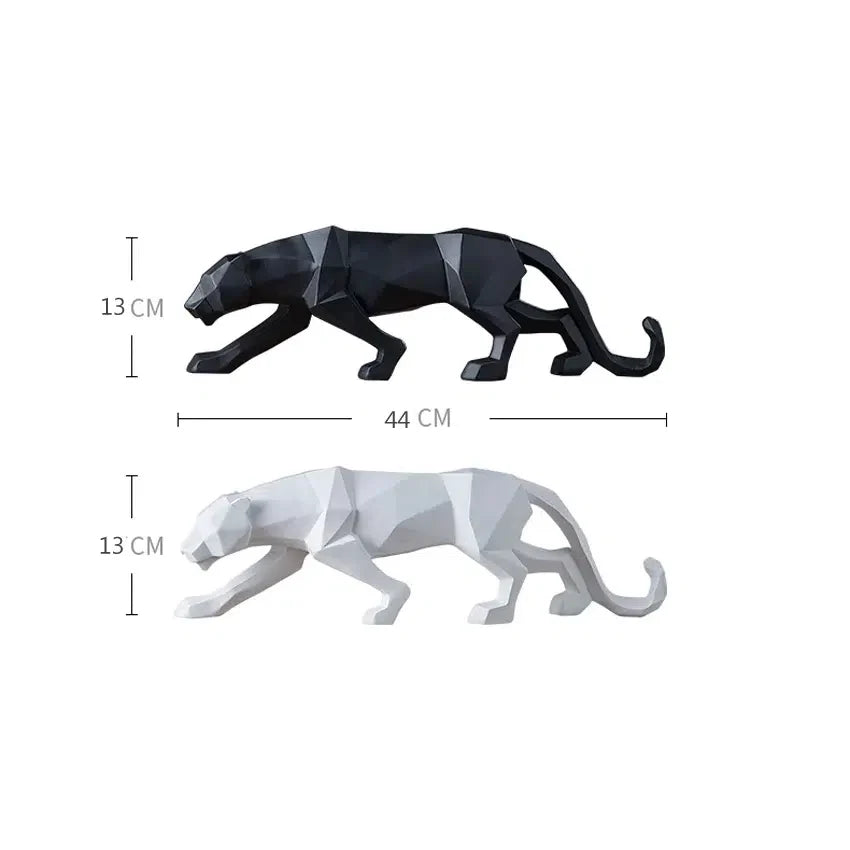 Schwarz-Weiße Panther Skulpturen - Modernes Kunst-Duo für dein Interieur