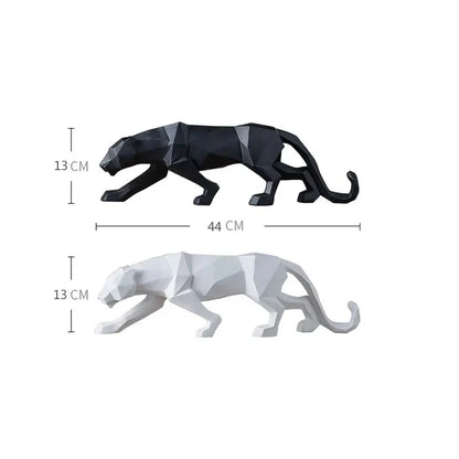 Schwarz-Weiße Panther Skulpturen - Modernes Kunst-Duo für dein Interieur