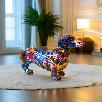 Bunte Dackel-Skulptur – Verspielte Dekoration für dein Interieur
