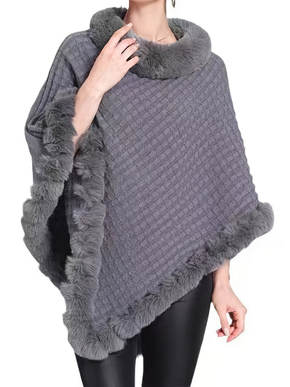 Luxus Dicke Strickrollkragen für Damen - Mit Fake-Overlock und Chic Pullover Cape für den Winter