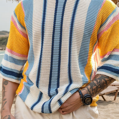 Lässiger Streifen Strickpullover – Bequem und Luftig