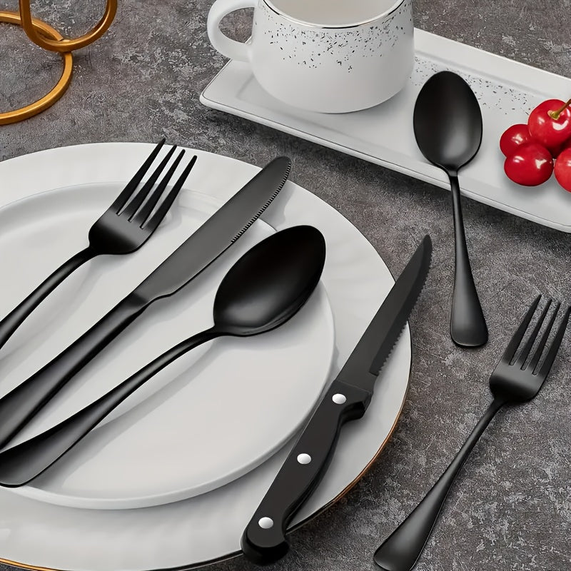 Schwarzes Edelstahl Besteckset – Modernes Design mit Hochwertiger Verarbeitung