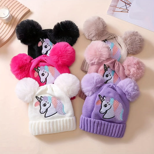 Lila Einhornmütze für Kinder - Gemütlich und Warm mit Pompons