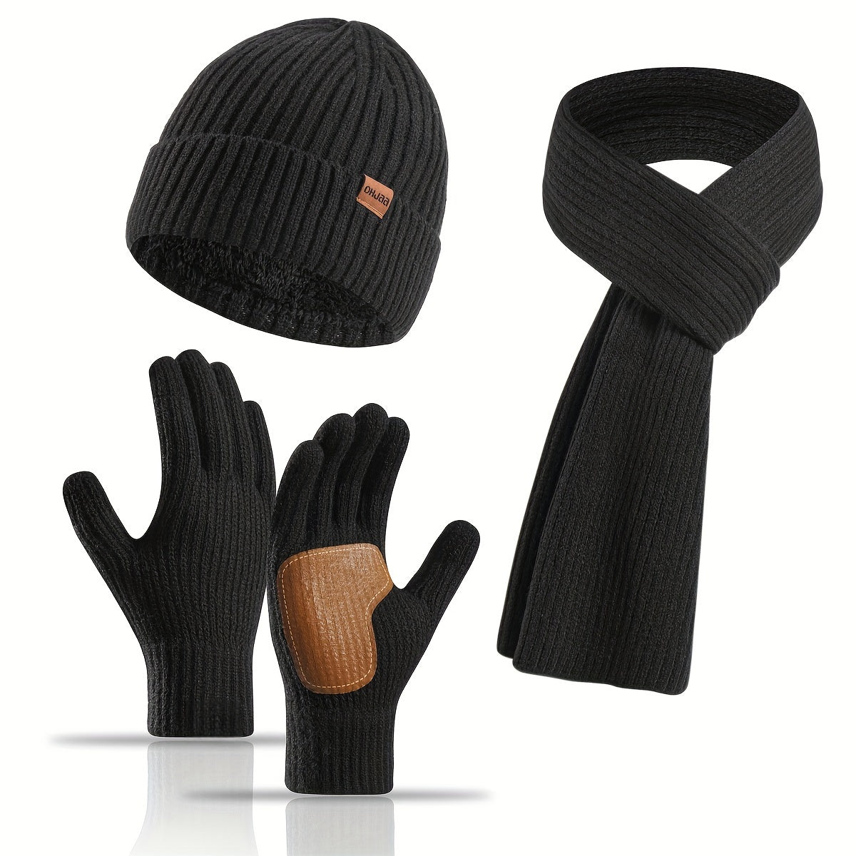 Fröhliches Winterset – Mütze, Schal und Handschuhe für Paare