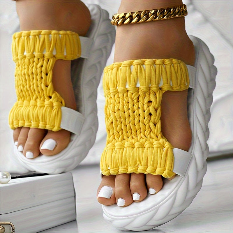 Bequeme Damen Sandalen mit Geflochtenem Obermaterial und Plattformsohle