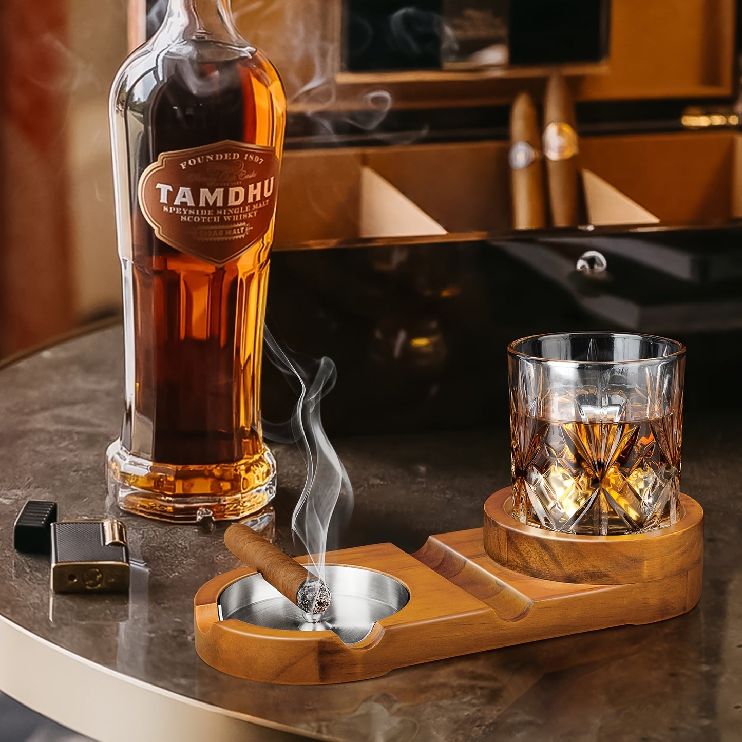 Luxus Cigarre & Whiskey Tray – Das Perfekte Geschenk für Vater oder Partner