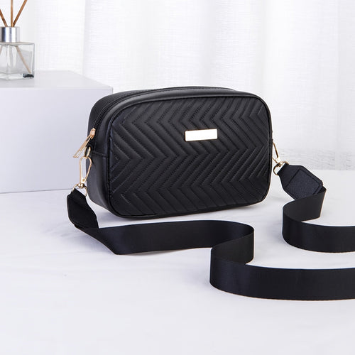Elegante Leichtgewicht Damenhandtasche – Gestreift und Gepolstert mit Goldener Hardware