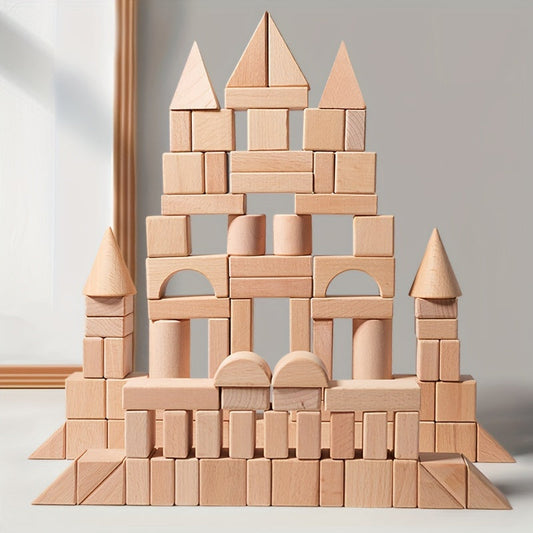 Natürliche Holzbauklötze Set – Für kreatives Spielen und Bildung