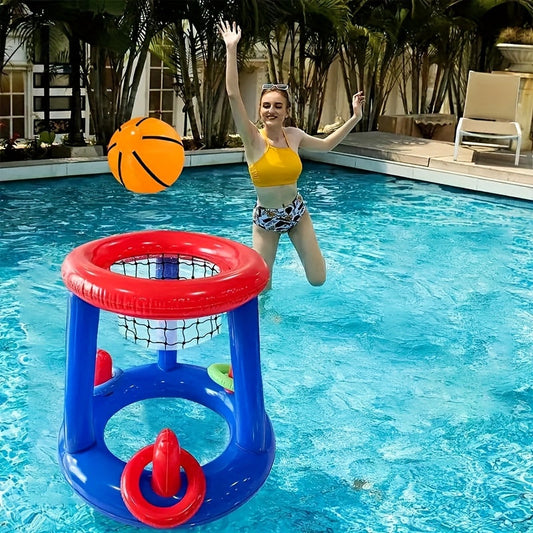 Aufblasbares Pool-Basketballset – Mit Korb, Ball und Ringen