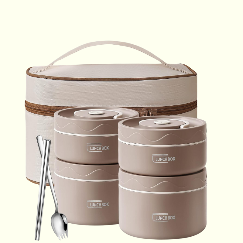Praktische Lunchbox mit integriertem Besteck für unterwegs