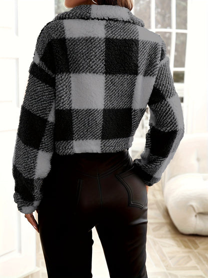 Maya Kariertes Teddy-Jacke – Stilvoll und Komfortabel für Damen