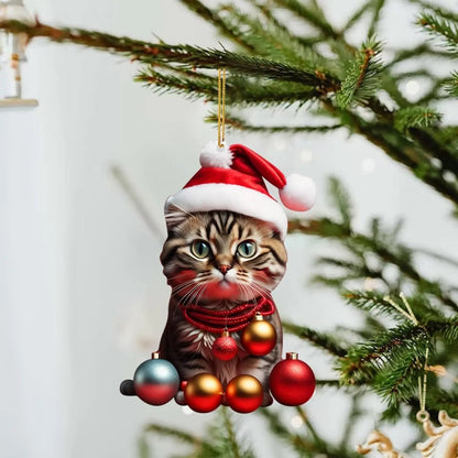 Weihnachts-Katzen-Ornament – Niedliche festliche Baumdekoration