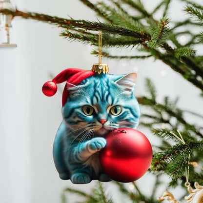 Weihnachts-Katzen-Ornament – Niedliche festliche Baumdekoration
