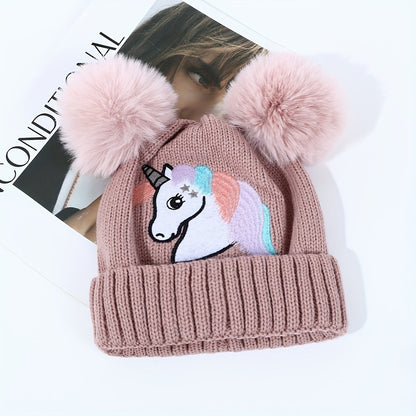 Lila Einhornmütze für Kinder - Gemütlich und Warm mit Pompons
