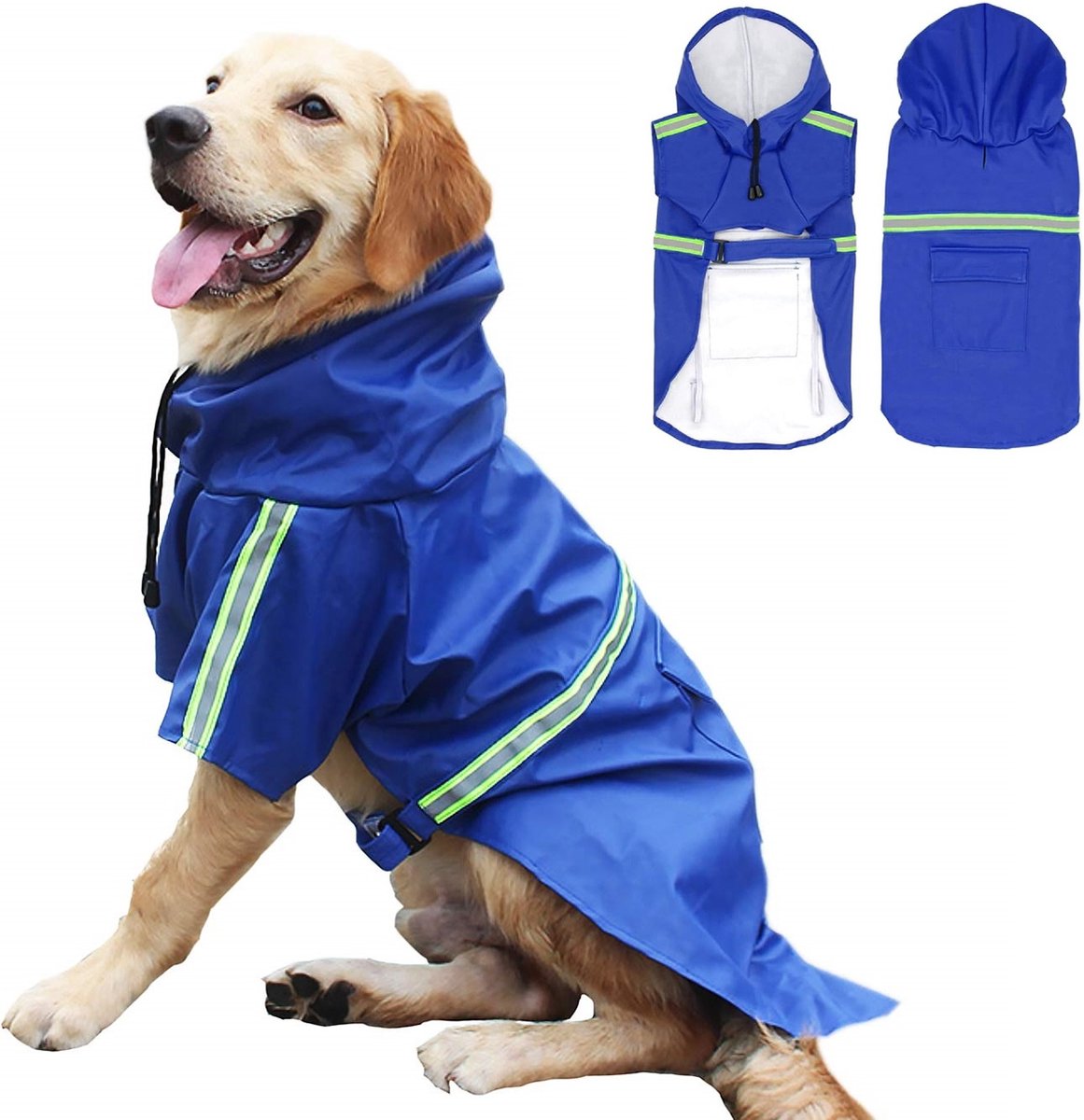PupJoy - Reflektierende Hunde-Regenjacke mit Kapuze - Sicherer Nachtspaziergang