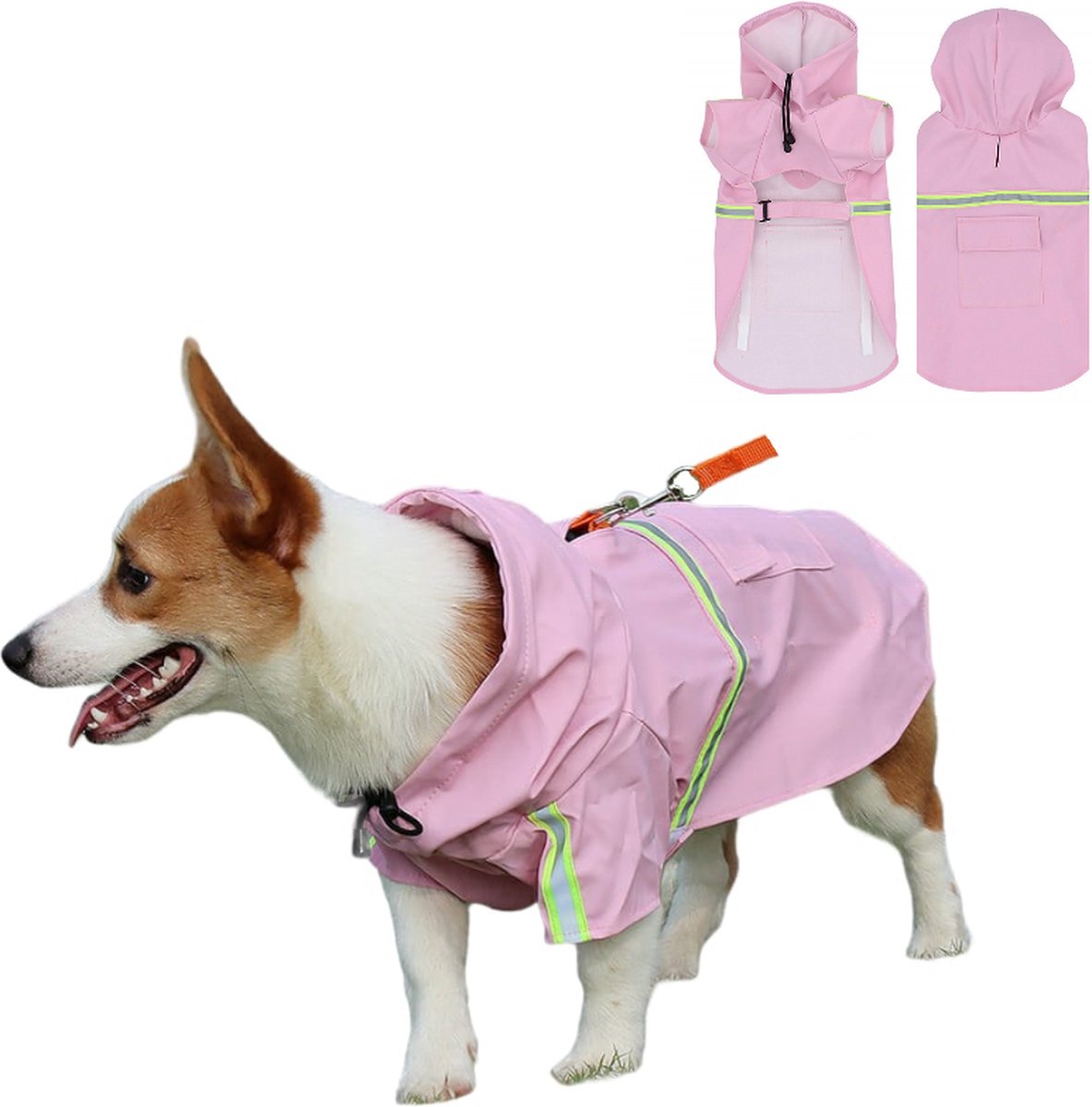 PupJoy - Reflektierende Hunde-Regenjacke mit Kapuze - Sicherer Nachtspaziergang