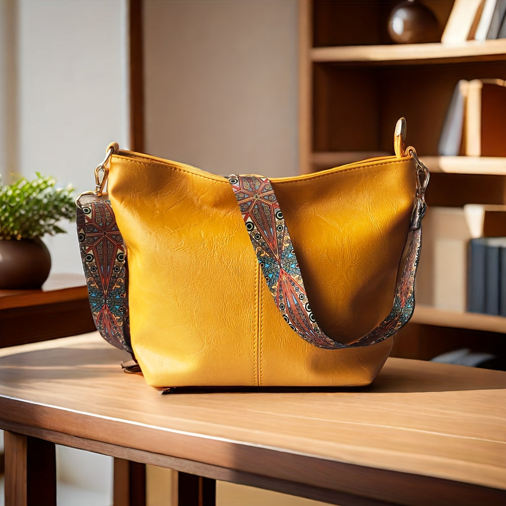 Breite Geometrische Tasche – Große Kapazität Crossbody mit Retro-Vibe