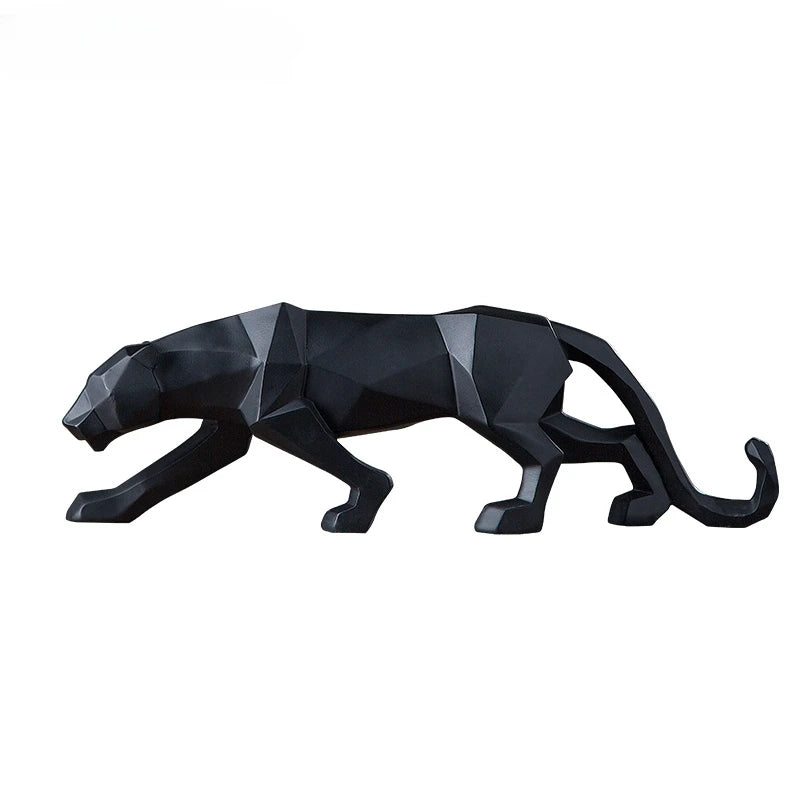 Schwarz-Weiße Panther Skulpturen - Modernes Kunst-Duo für dein Interieur