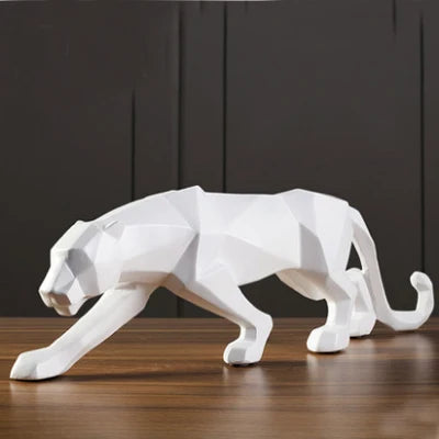 Schwarz-Weiße Panther Skulpturen - Modernes Kunst-Duo für dein Interieur