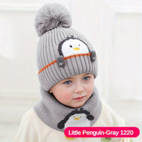 Pinguin Grau (Mütze + Schal)