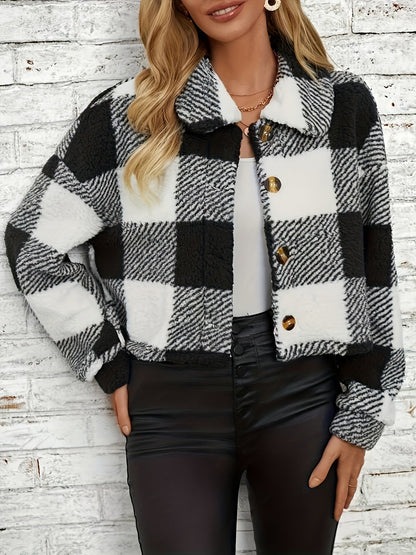 Luna Kariertes Teddy-Jacke – Wärme und Stil für Damen