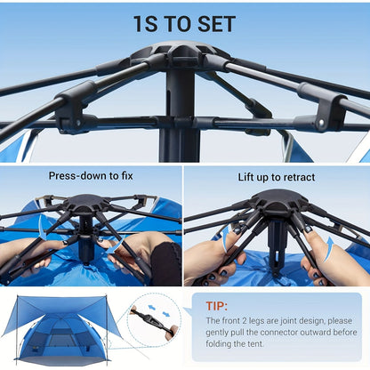 BreezeShield Strandzelt – Leicht und Geräumig für 4-6 Personen