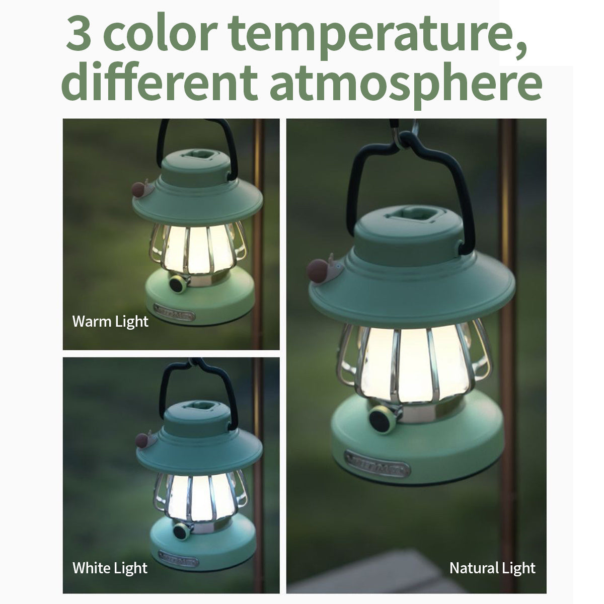 SnailGlow Tragbare Campinglampe – USB-wiederaufladbare Nachtlampe