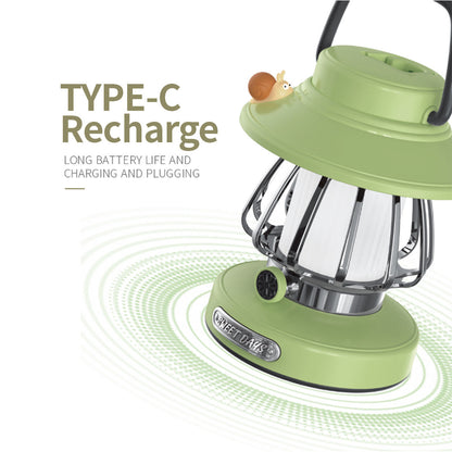 SnailGlow Tragbare Campinglampe – USB-wiederaufladbare Nachtlampe