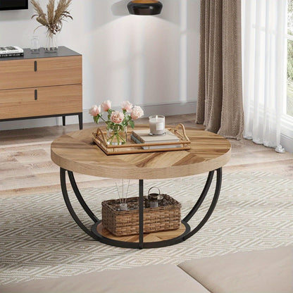 Runde Couchtisch mit Doppelspeicher – Funktional und Elegant