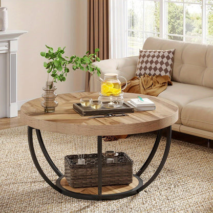 Runde Couchtisch mit Doppelspeicher – Funktional und Elegant