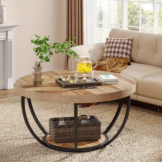 Runde Couchtisch mit Doppelspeicher – Funktional und Elegant