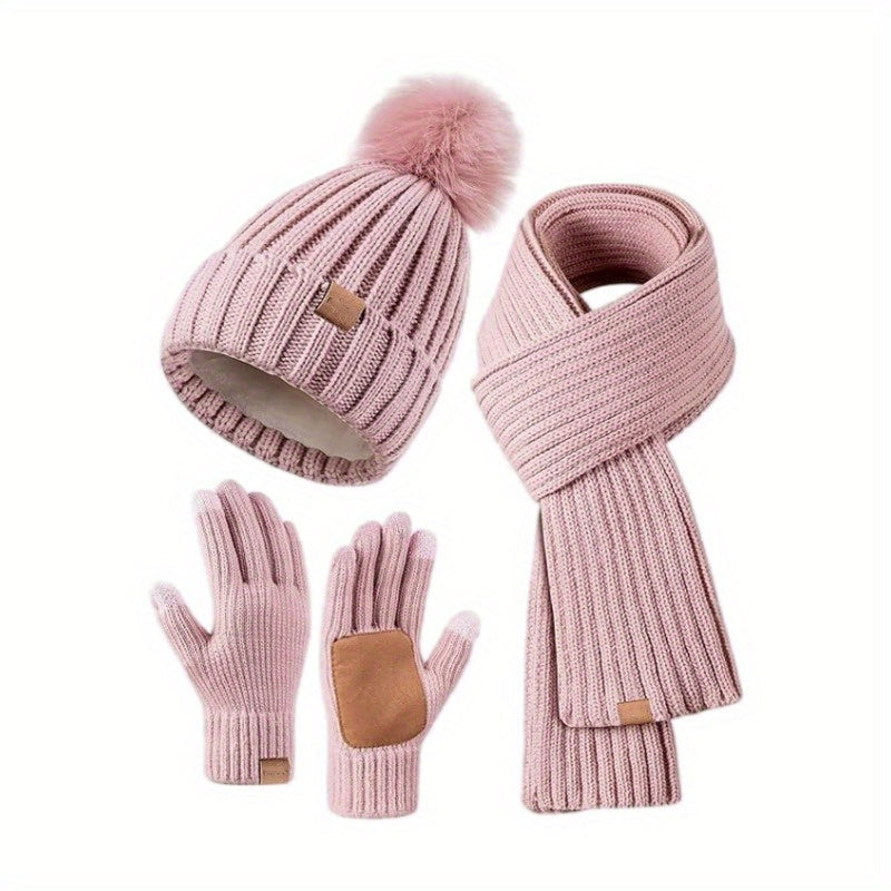 Lieke 3-in-1 Winterset – Warme Strickmütze, Schal und Handschuhe