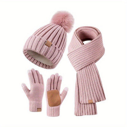 Lieke 3-in-1 Winterset – Warme Strickmütze, Schal und Handschuhe