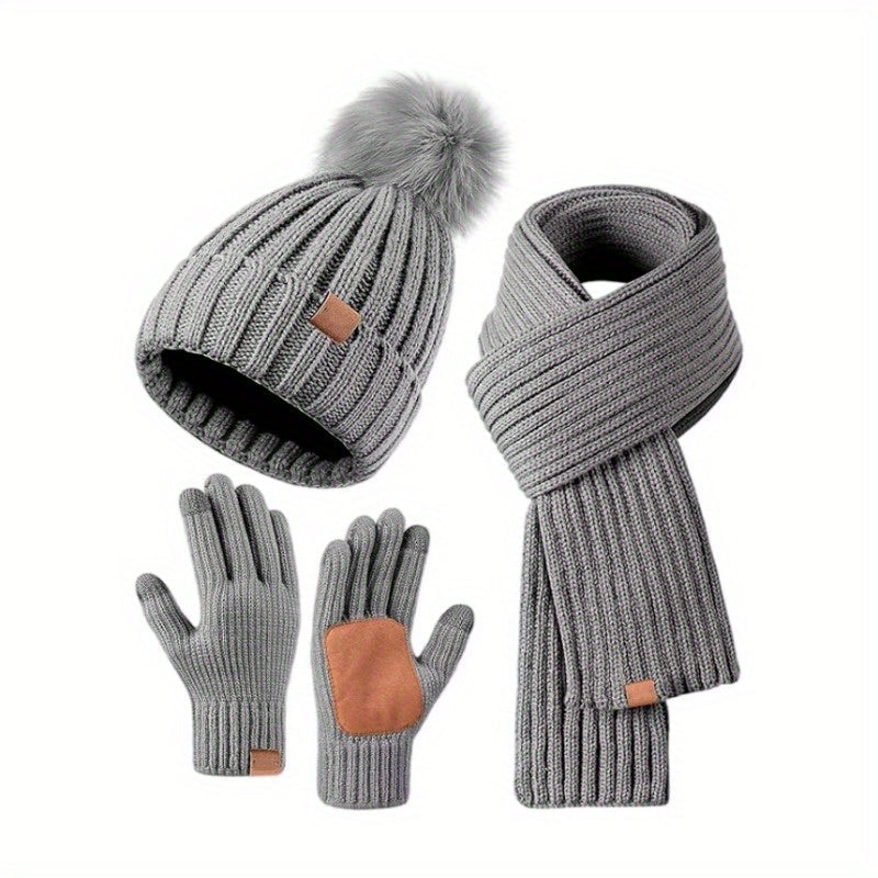 Lieke 3-in-1 Winterset – Warme Strickmütze, Schal und Handschuhe