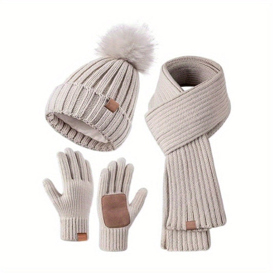 Lieke 3-in-1 Winterset – Warme Strickmütze, Schal und Handschuhe