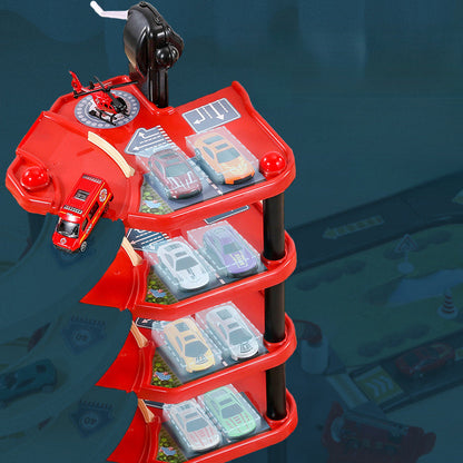 FeuerWacht Garage Spielset – Mehrere Etagen mit Feuerwehrwagen und Verkehrsschildern