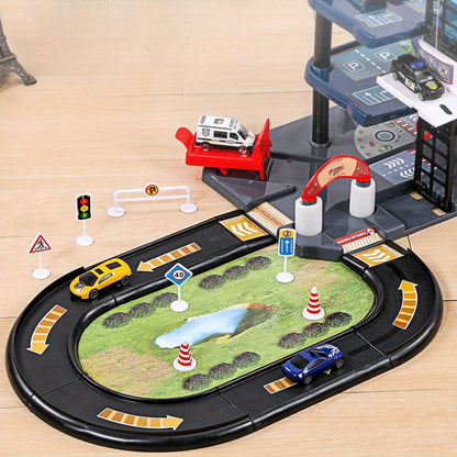 FeuerWacht Garage Spielset – Mehrere Etagen mit Feuerwehrwagen und Verkehrsschildern
