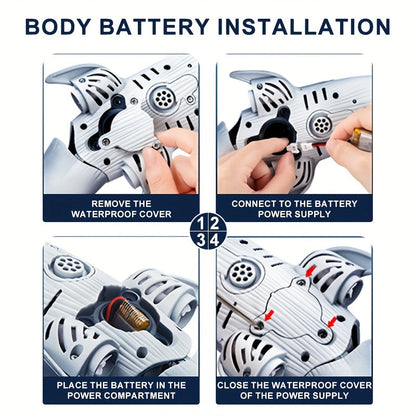 1:18 Maßstab RC Walvishaai mit 360° Rotation, 180° Flexibilität, LED Licht spritzend, programmierbare Geschwindigkeitsregelung - USB aufladbar, ideal für Sommer-Spiel und Geburtstagsgeschenk für Jugendliche