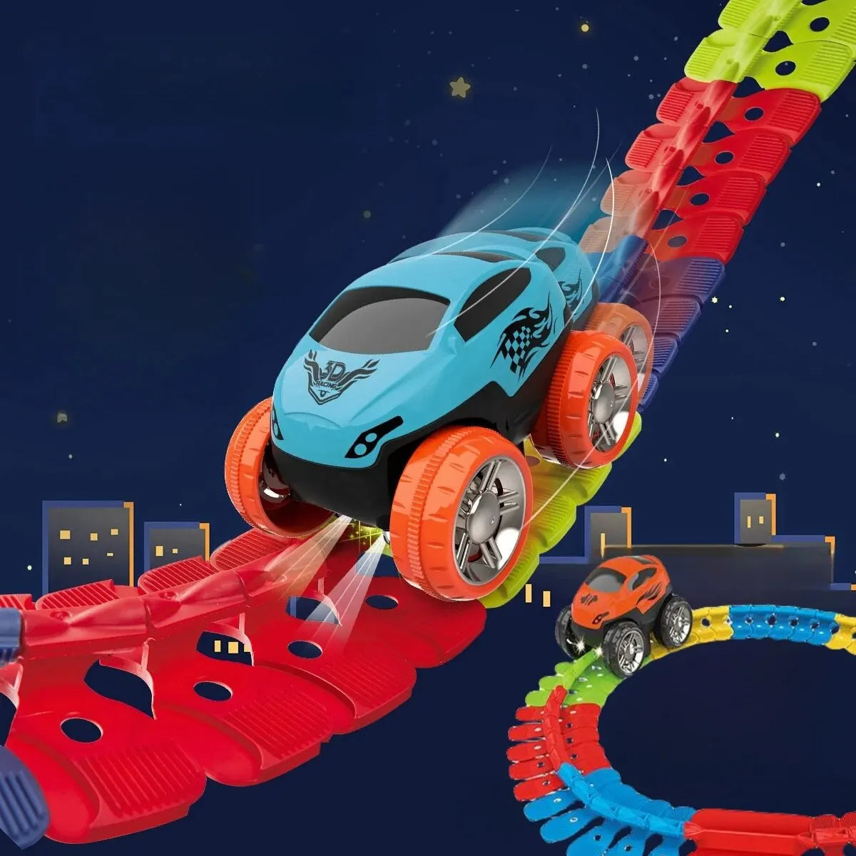 Bunte flexible Rennbahn – Spaß und Kreativität