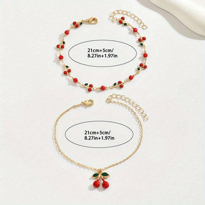 CherryTwist Doppeltes Fußkettenset – Frisch und Trendy