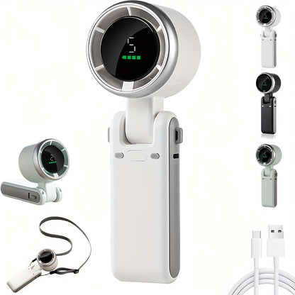 Kompakter Turbo Handventilator – 3-in-1 USB wiederaufladbar mit 5 Geschwindigkeiten
